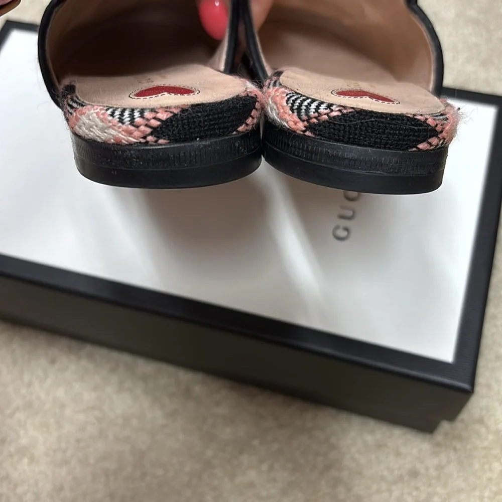 *GUCCI* Princetown Pink and Black Tweed Slides 38 - Picture 8 of 8